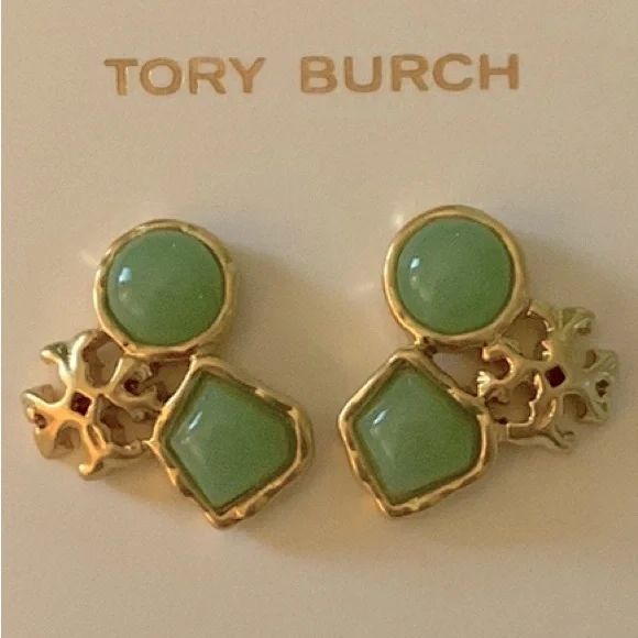 Tory Burch Roxanne Swirl mint cluster stud earrings - Picture 2 of 5